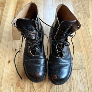 CYDWOQ Iota Brown Distressed Crackled Leather Lace Up Boots Size 39 US 9 Womens